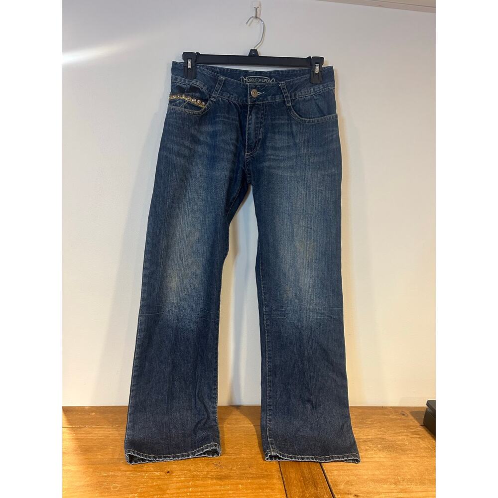 Circle of Life Sz 30 Studded Womens Jeans Straight Wide Leg Western